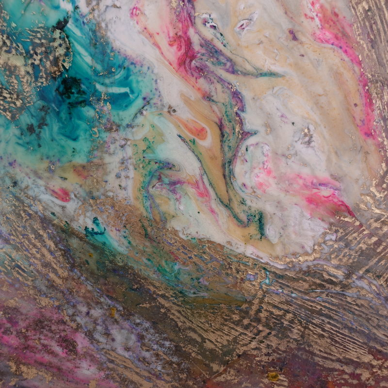 Macro detail: rose fall over deep green