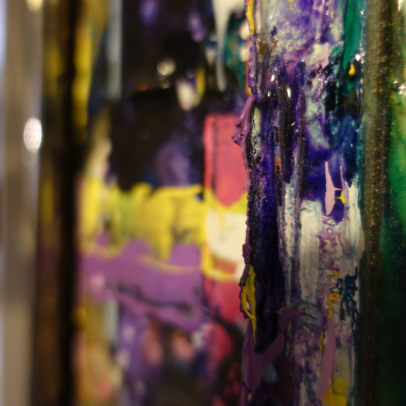 Macro detail: purple and black gloss, sold work