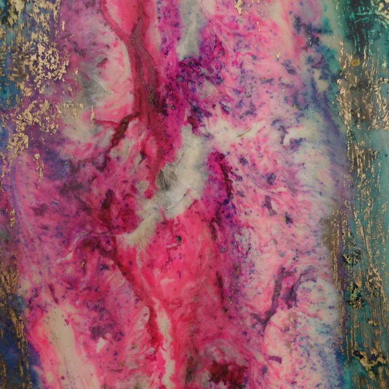 Macro detail: pink marble with black islands