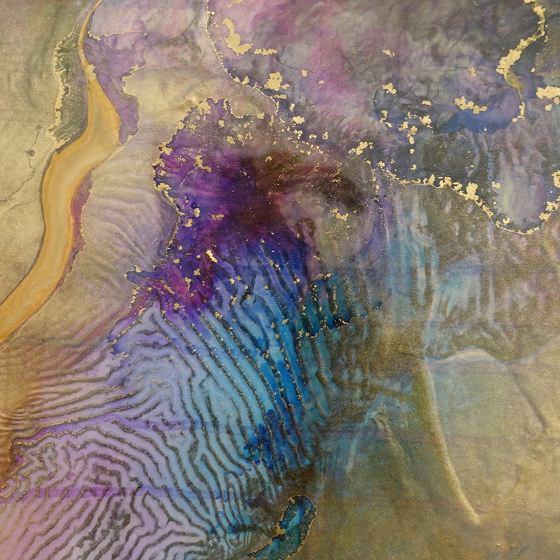 Macro detail: gold veil with rippled ridge texture